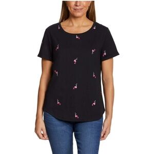 Vintage America Ladies Medium Short Sleeve Embroidered Tee Relaxed Fit Black